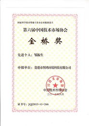 智鴻環(huán)境科技鄒振生榮獲中國技術(shù)市場金橋獎先進個人